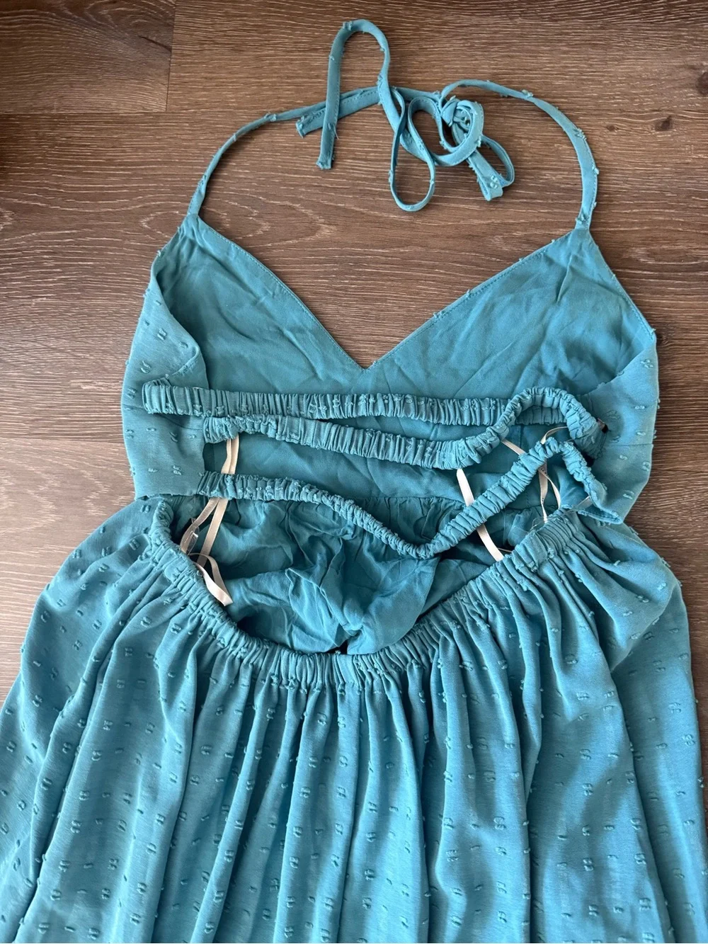 Forever 21 Girls Aqua Blue Halter Maxi Dress with Ruffle Hem
